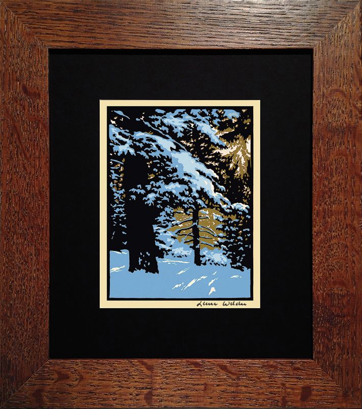 Laura Wilder Winter Woods IV Limited Edition Framed Matted Block Print